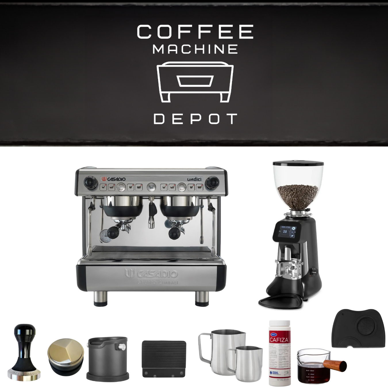 Casadio Undici A2 Compact and HeyCafe Grinder Bundle Package