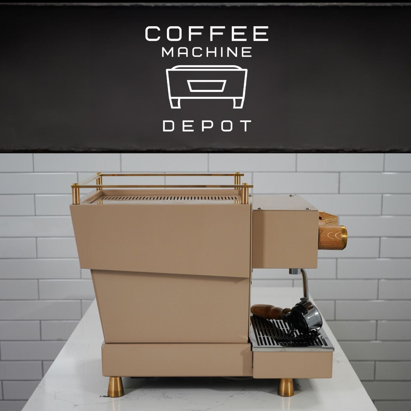 La Marzocco - Linea Mini R- Fully Custom Sand with Gold Accents & Light Oak Wood Kit Espresso Machine