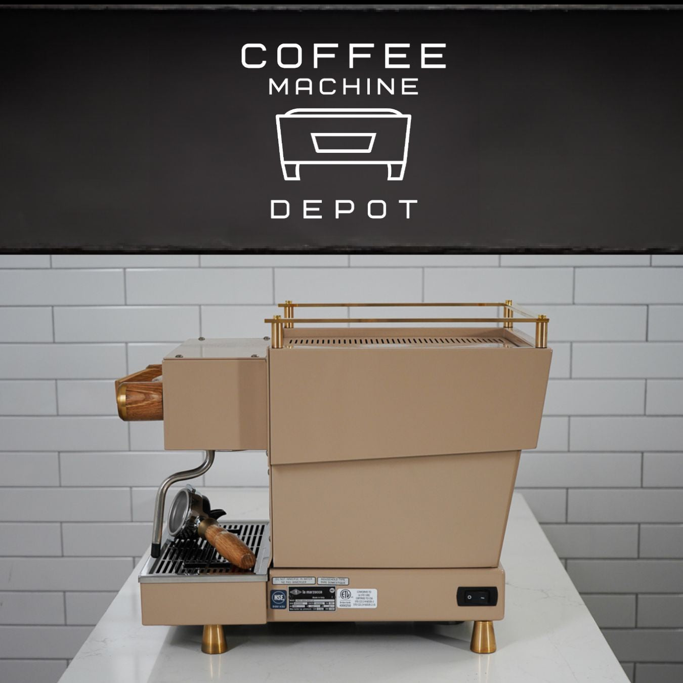 La Marzocco - Linea Mini R- Fully Custom Sand with Gold Accents & Light Oak Wood Kit Espresso Machine