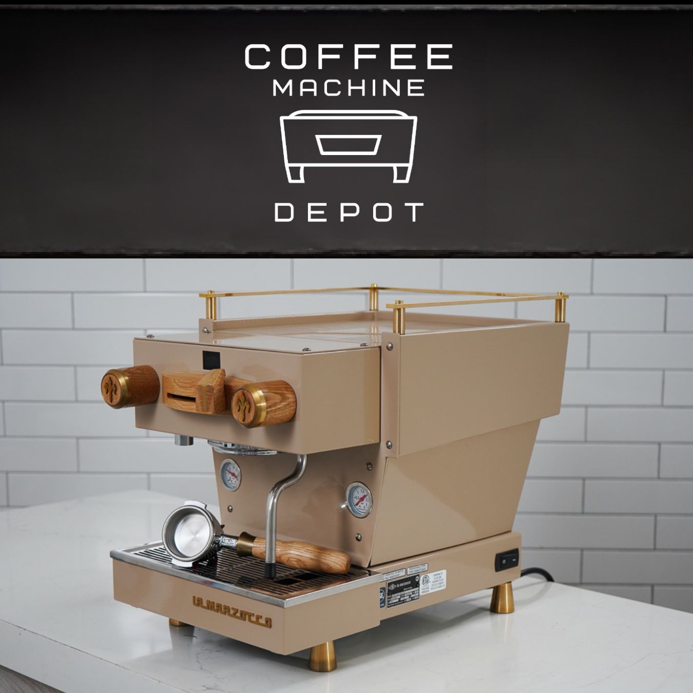 La Marzocco - Linea Mini R- Fully Custom Sand with Gold Accents & Light Oak Wood Kit Espresso Machine
