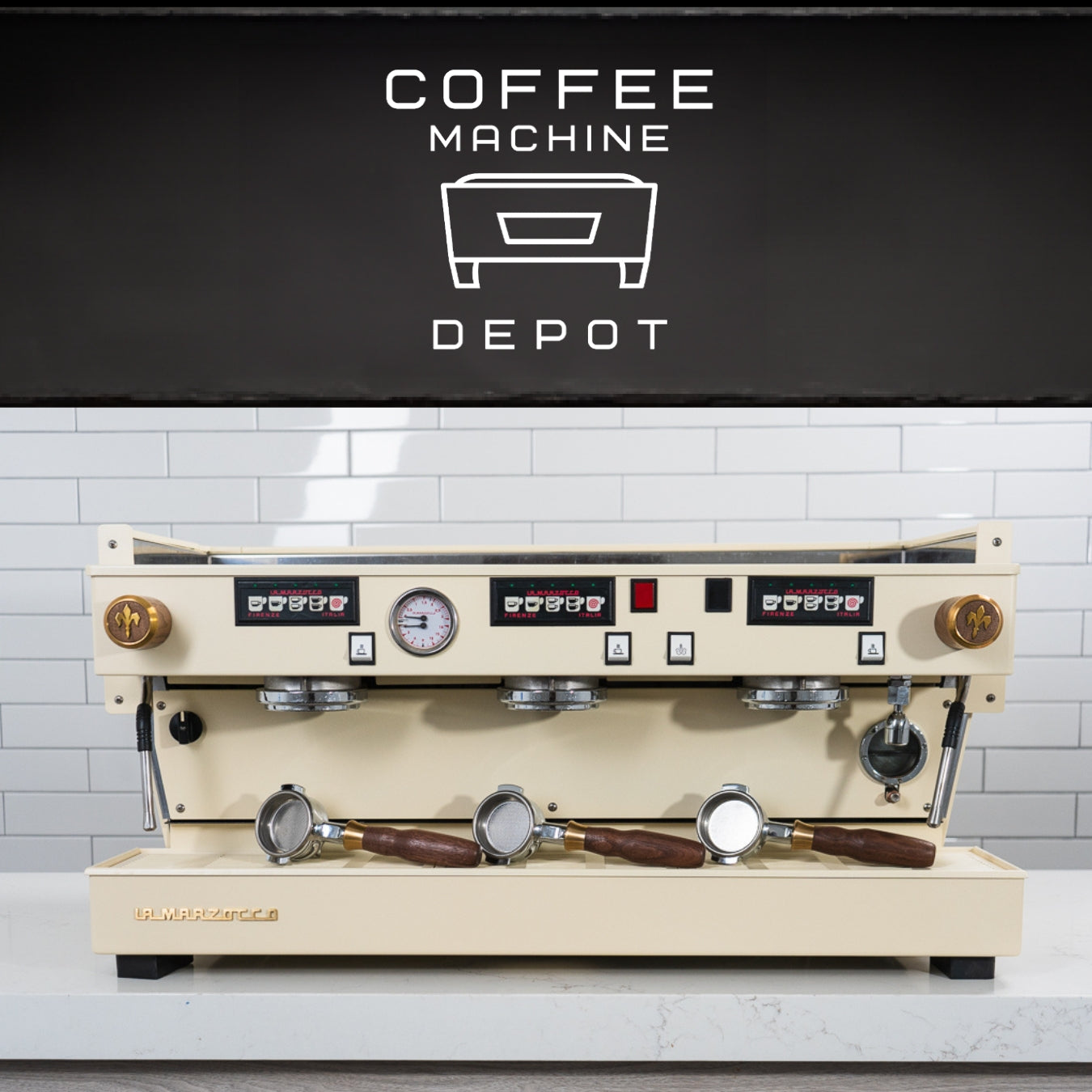La Marzocco - Linea Classic AV - 3 Group Custom Cream with Wood Commercial Espresso Machine