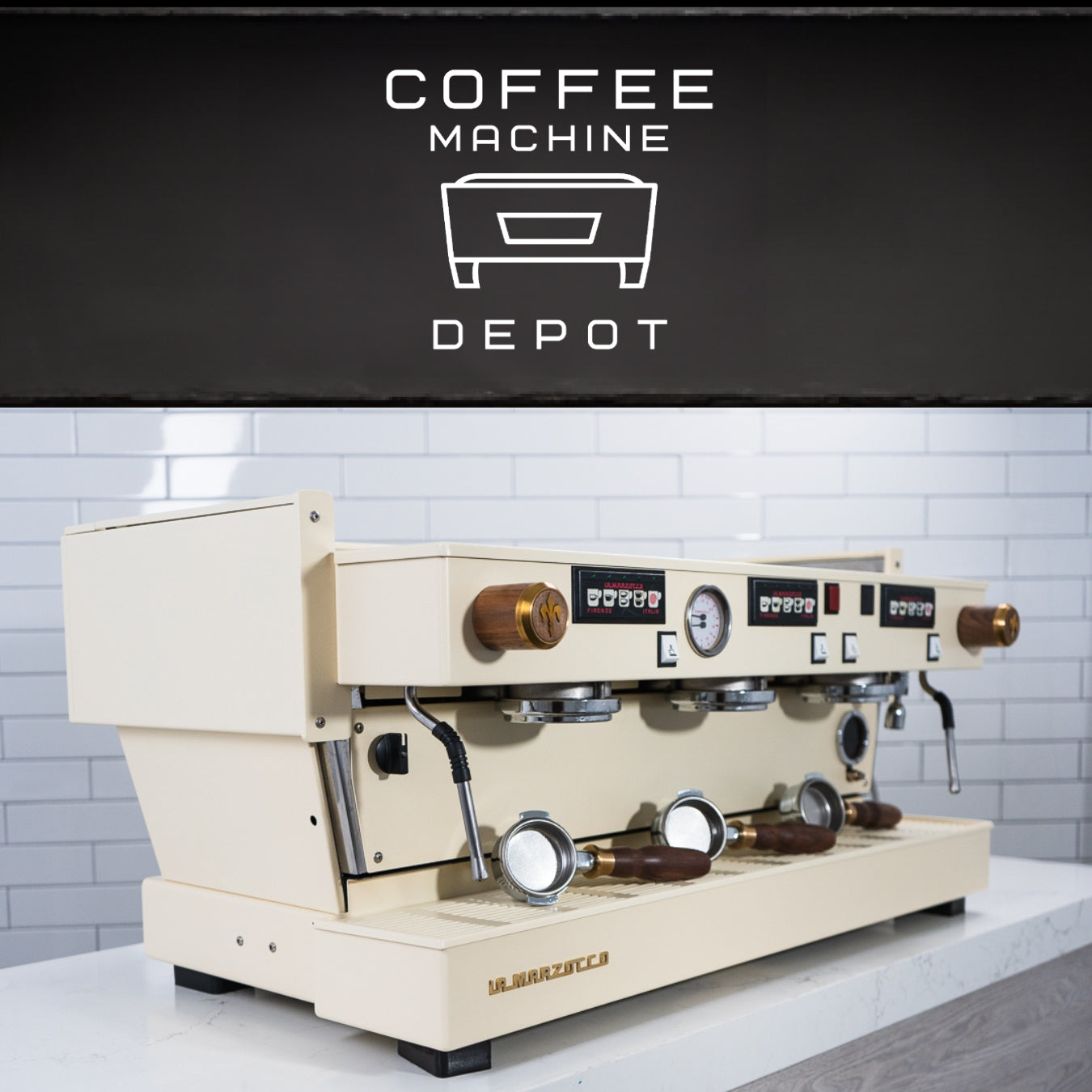 La Marzocco - Linea Classic AV - 3 Group Custom Cream with Wood Commercial Espresso Machine