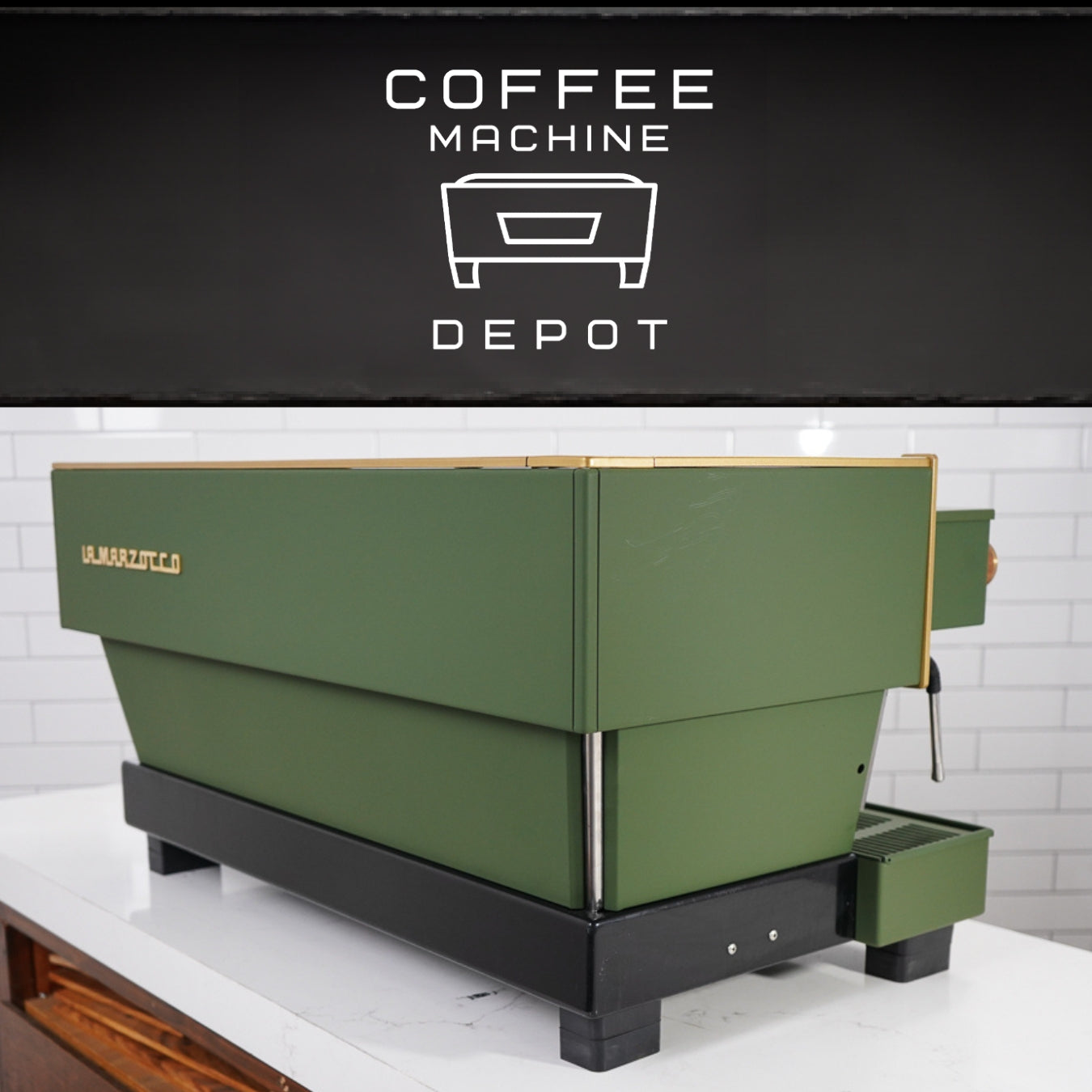 La Marzocco - Linea Classic EE 3 Group Commercial Espresso Machine - Fully Custom "Military" Green & Wood