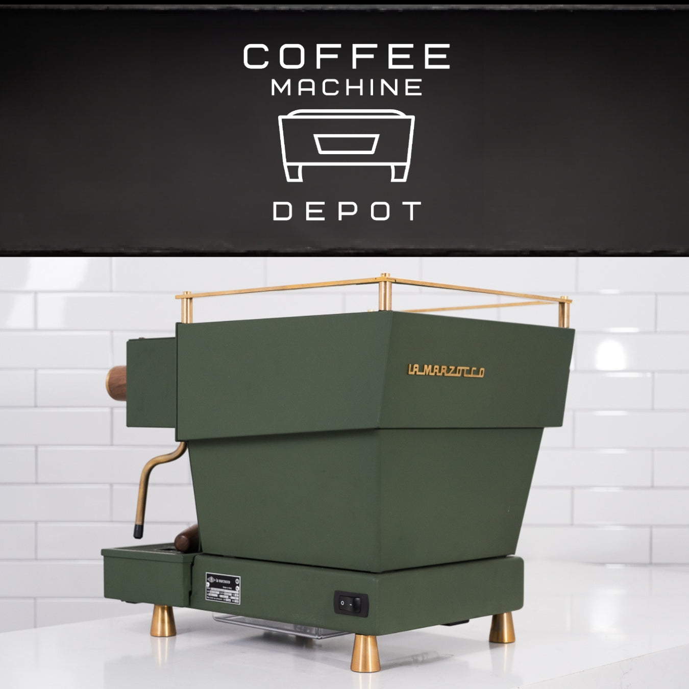 La Marzocco - Linea Mini R- Custom Matte Military Green with Dark Wood & Brass Home Espresso Machine