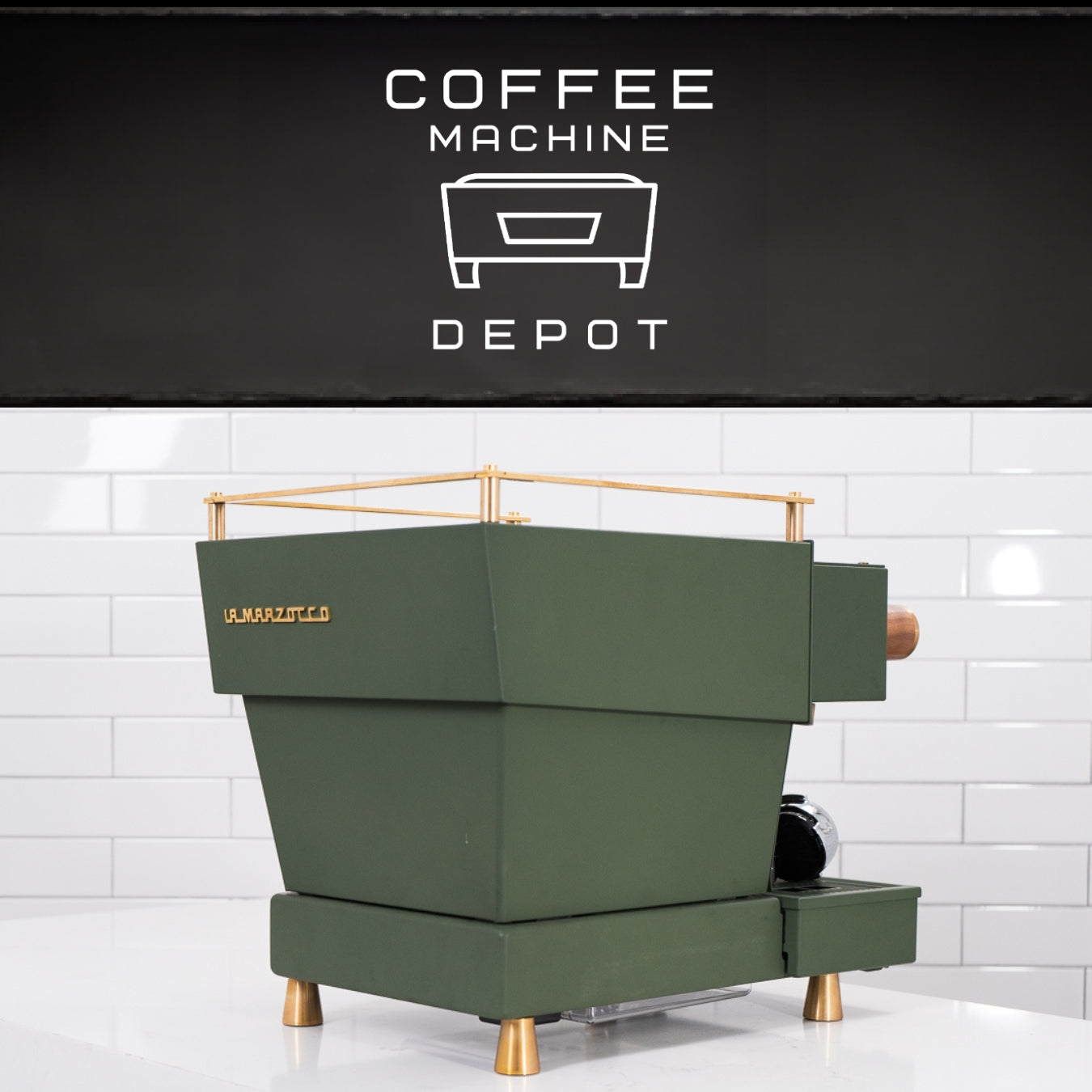 La Marzocco - Linea Mini R- Custom Matte Military Green with Dark Wood & Brass Home Espresso Machine