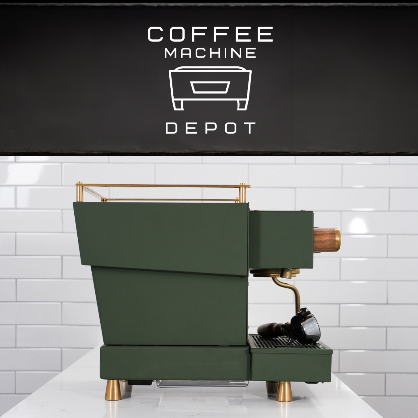 La Marzocco - Linea Mini R- Custom Matte Military Green with Dark Wood & Brass Home Espresso Machine