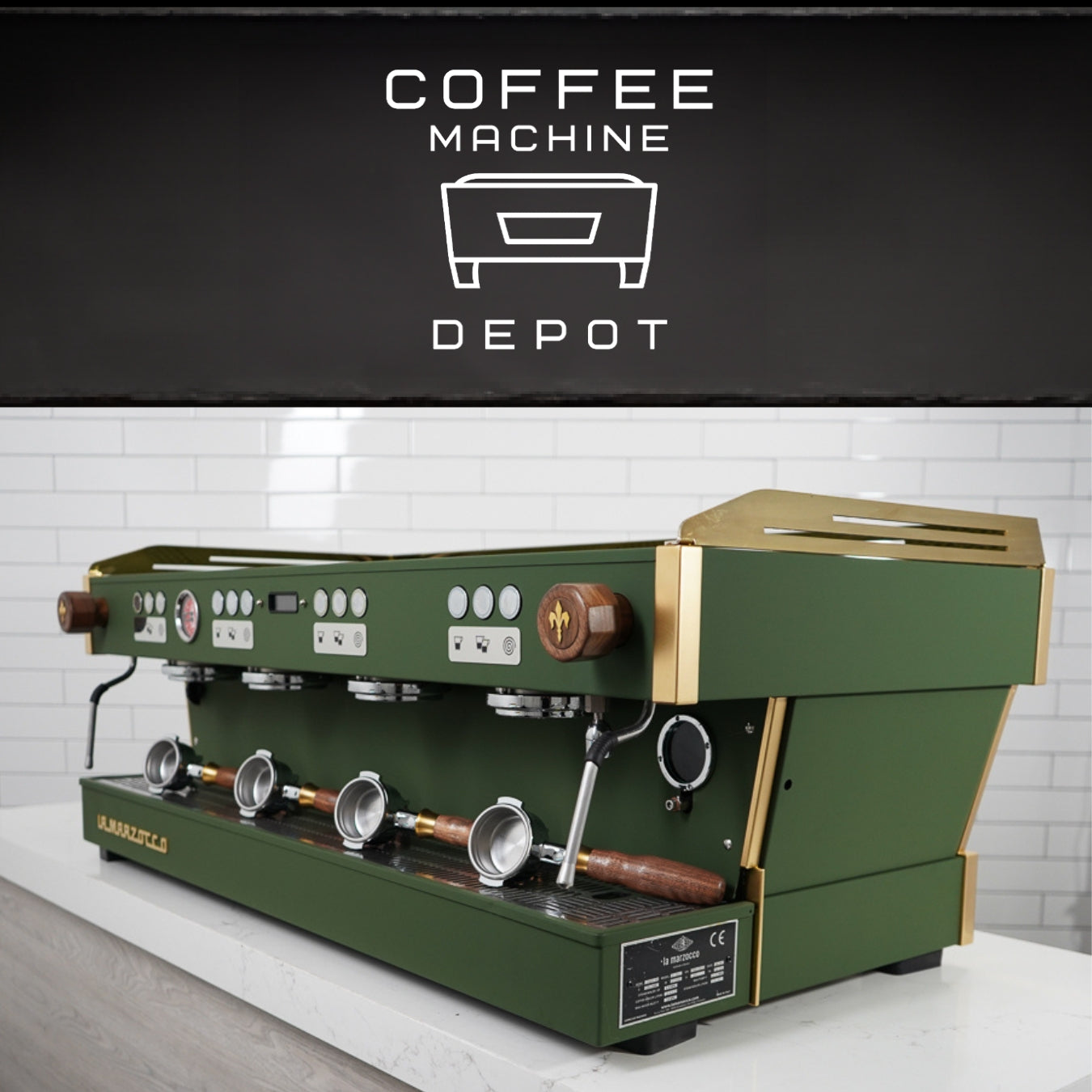 La Marzocco - Linea PB AV 4 Group Commercial Espresso Machine - Custom Military Green/Brass/Wood