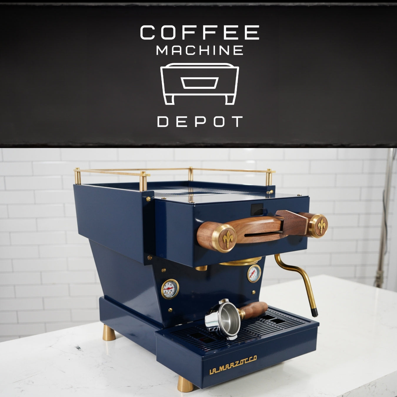 La Marzocco - Linea Mini R- Custom Navy Blue with Wood & Brass Home Espresso Machine