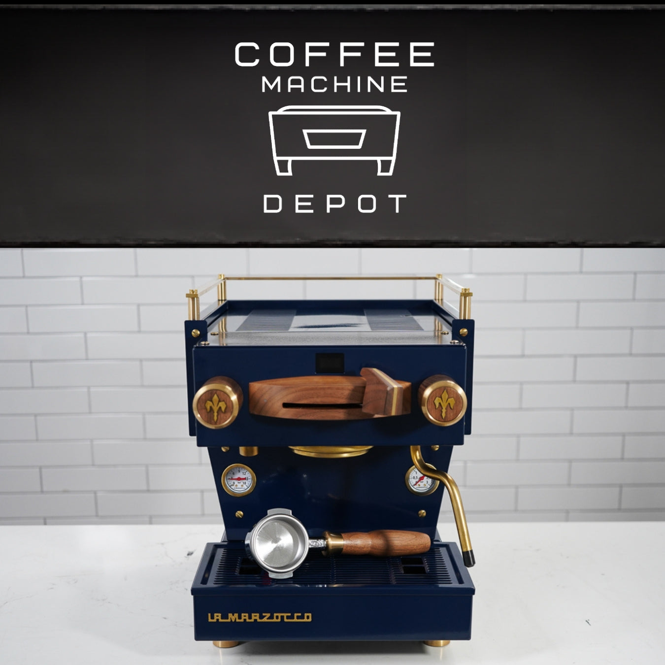 La Marzocco - Linea Mini R- Custom Navy Blue with Wood & Brass Home Espresso Machine