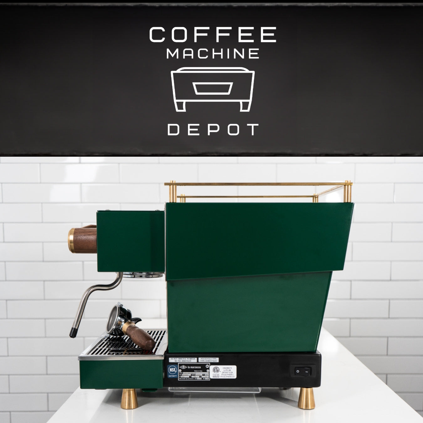 La Marzocco - Linea Mini R- Custom Hunter Green with Dark Wood & Brass Home Espresso Machine