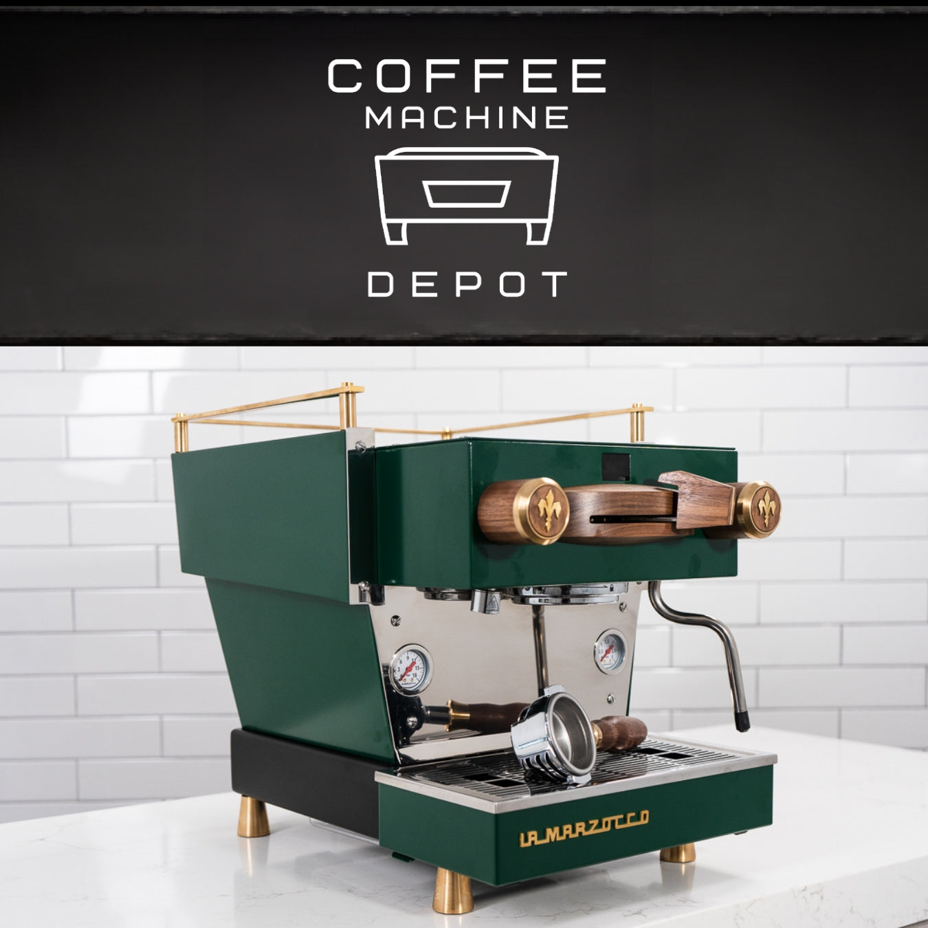 La Marzocco - Linea Mini R- Custom Hunter Green with Dark Wood & Brass Home Espresso Machine