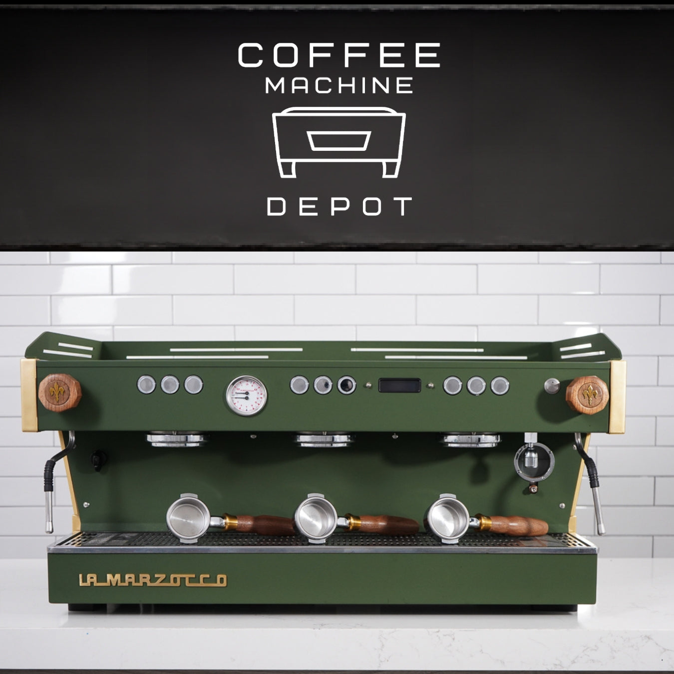 La Marzocco - Linea PB 3 Group Commercial Espresso Machine - Custom "Military" Green With wood