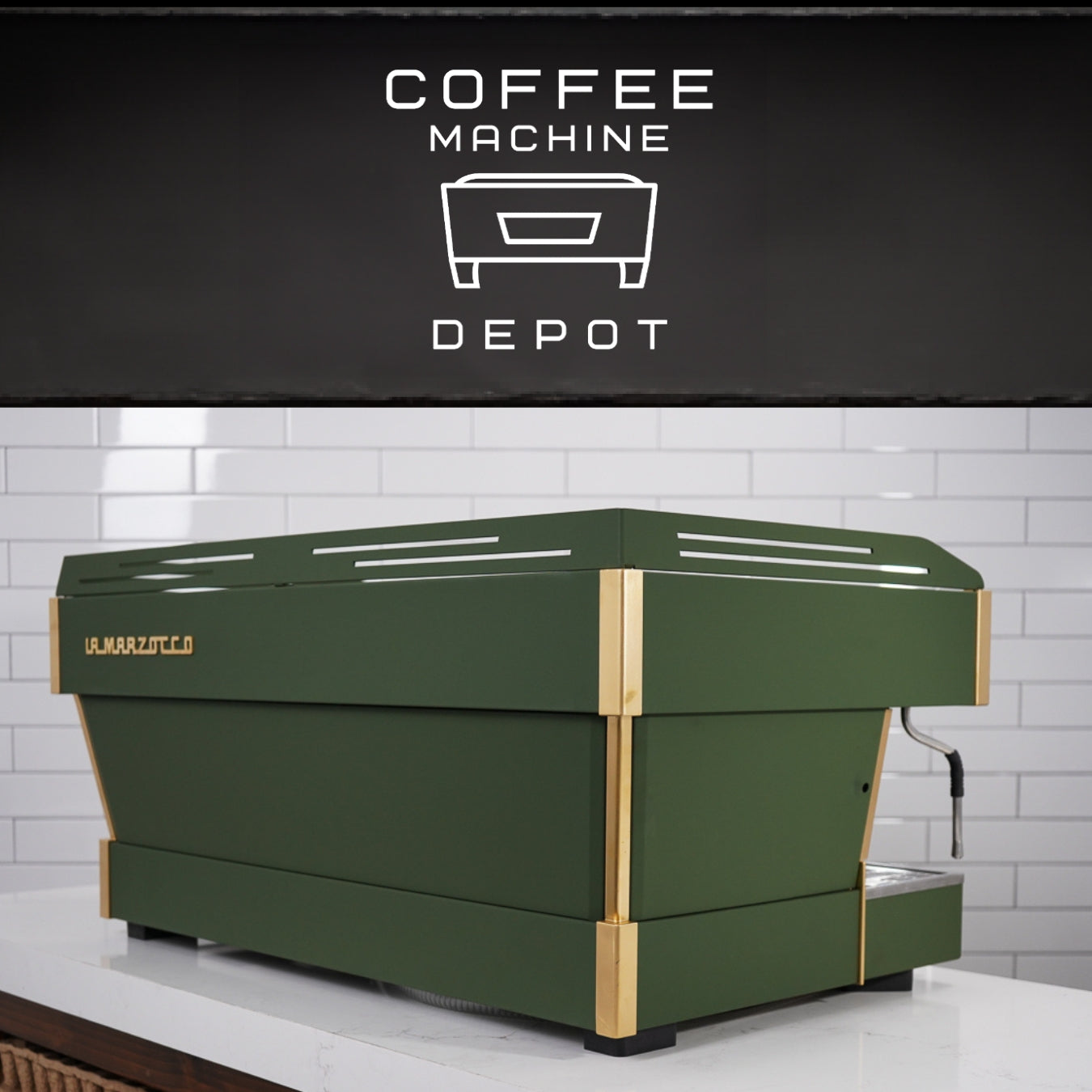 La Marzocco - Linea PB 3 Group Commercial Espresso Machine - Custom "Military" Green With wood