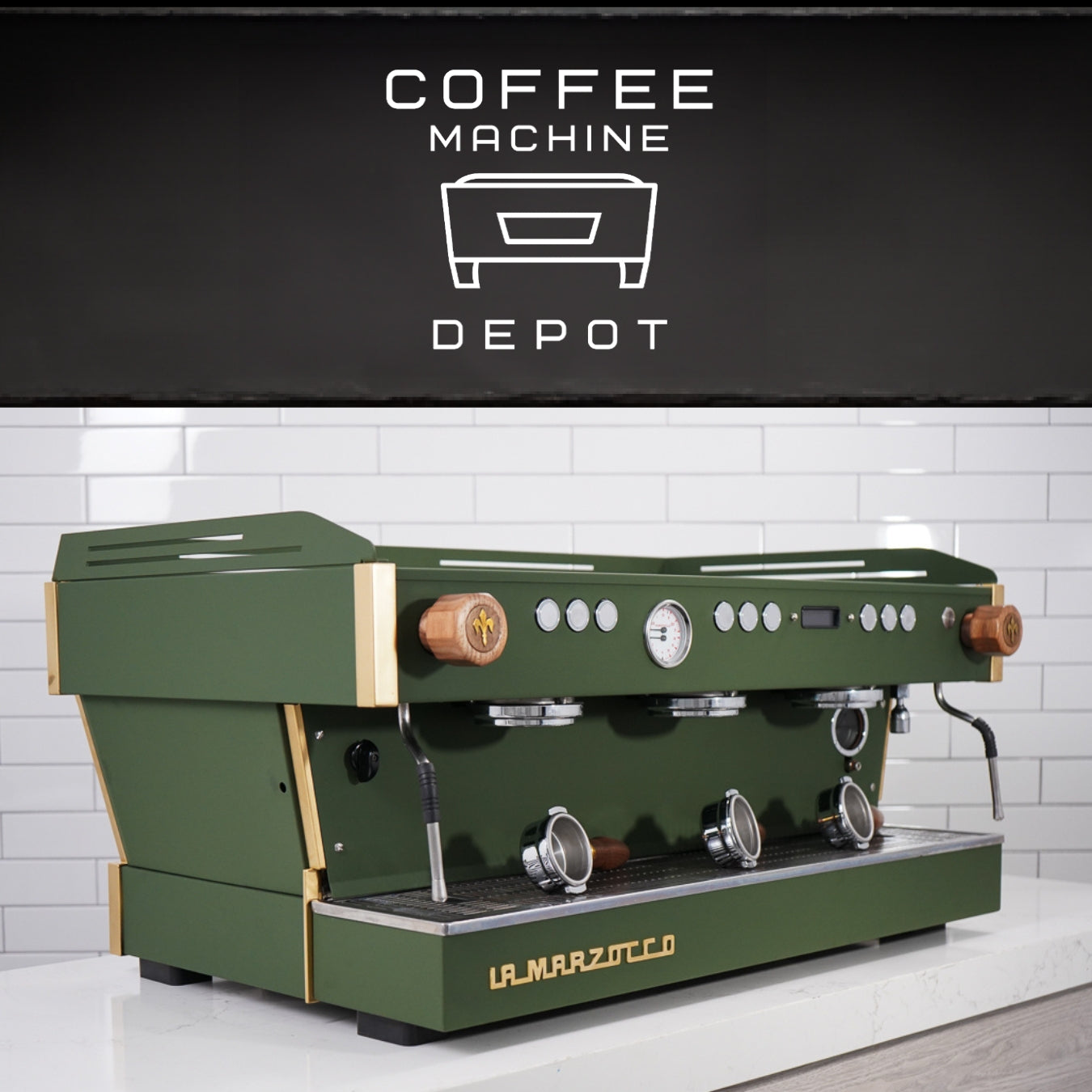 La Marzocco - Linea PB 3 Group Commercial Espresso Machine - Custom "Military" Green With wood