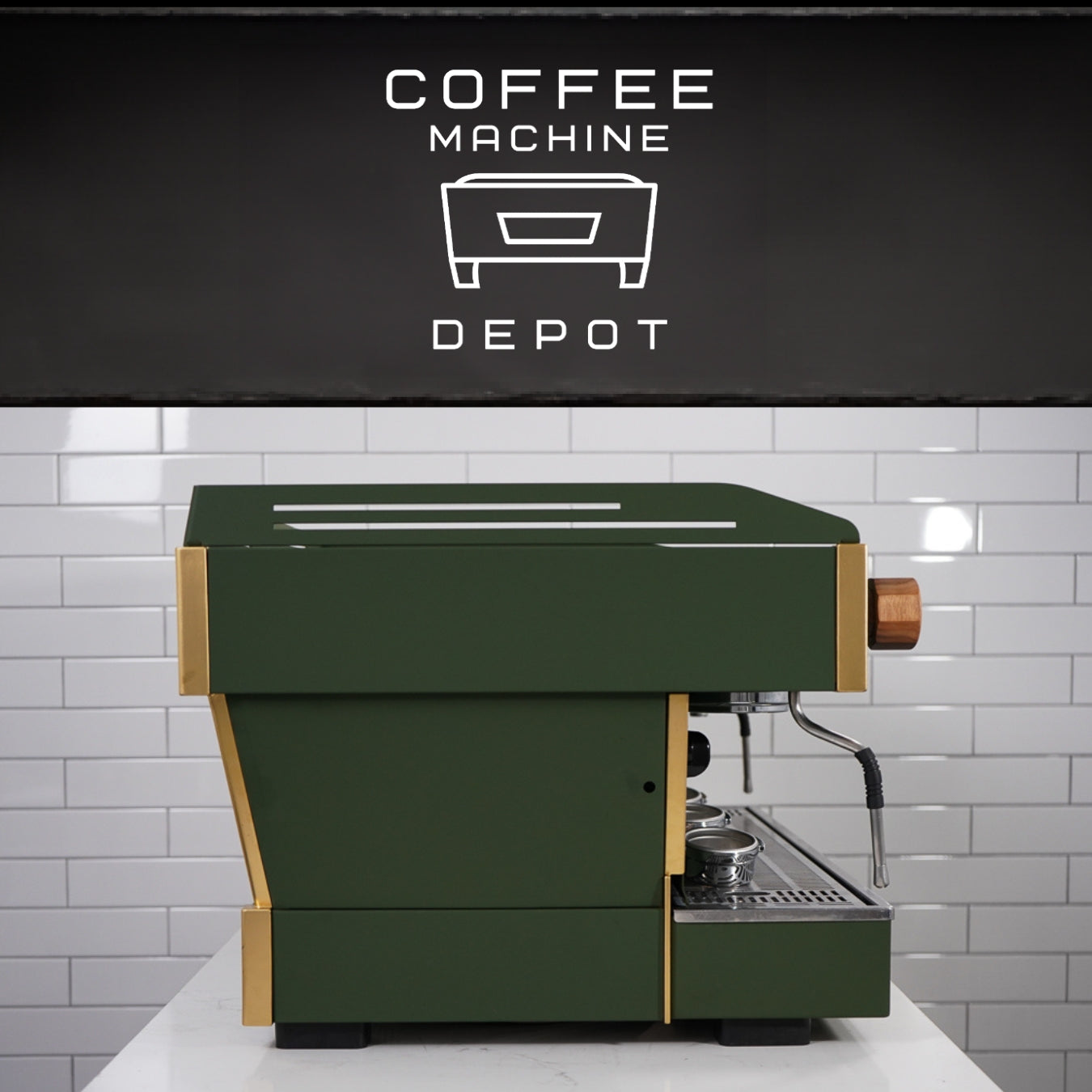 La Marzocco - Linea PB 3 Group Commercial Espresso Machine - Custom "Military" Green With wood