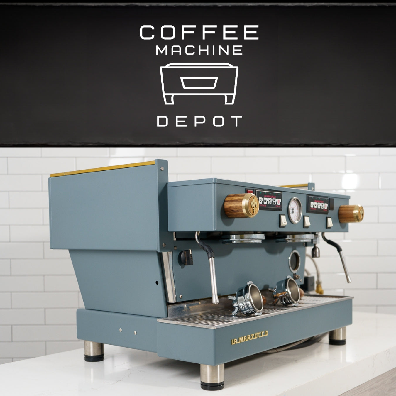 **SOLD **La Marzocco - Linea Classic AV 2 Group Commercial Espresso Machine- Custom Grey with Wood **SOLD**