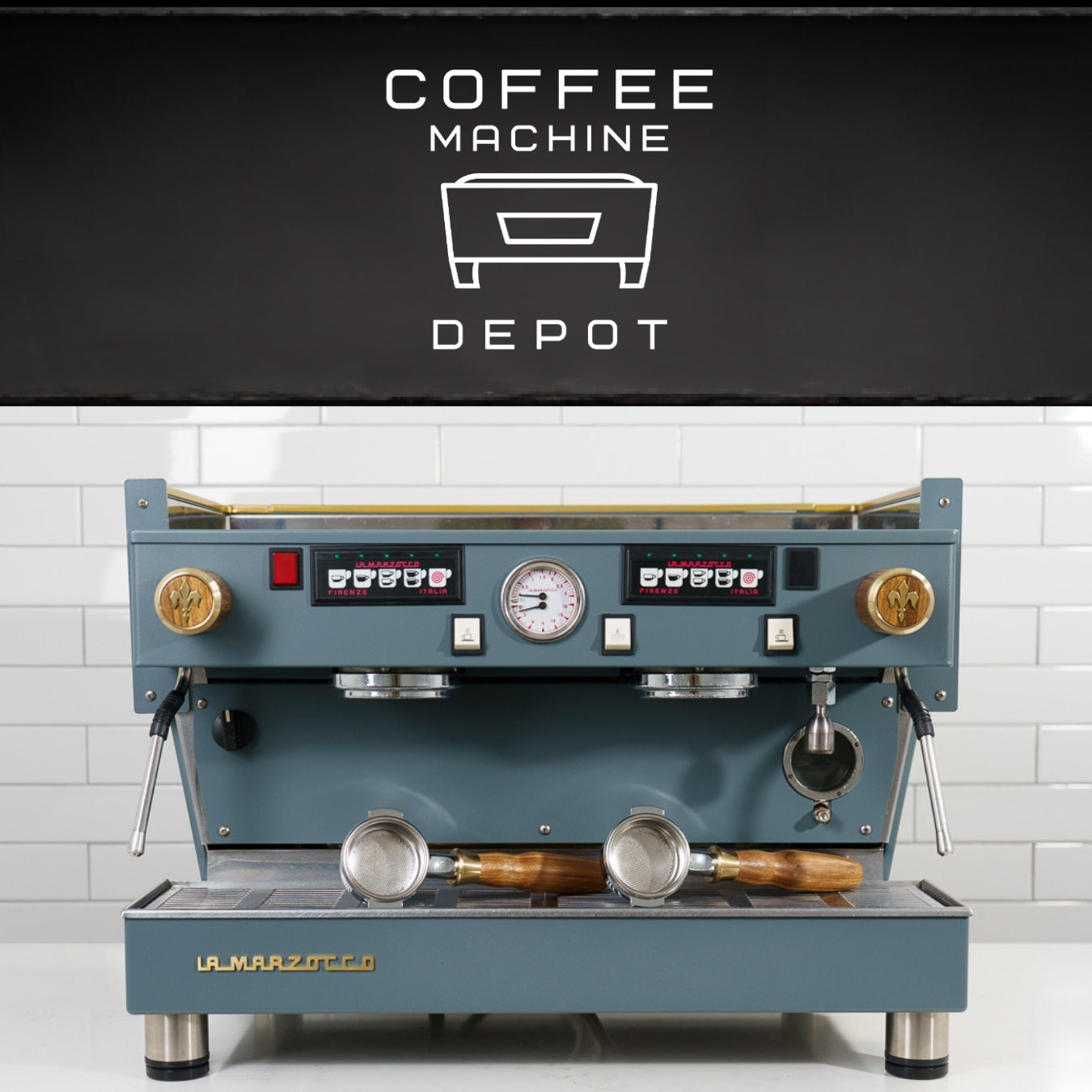 **SOLD **La Marzocco - Linea Classic AV 2 Group Commercial Espresso Machine- Custom Grey with Wood **SOLD**