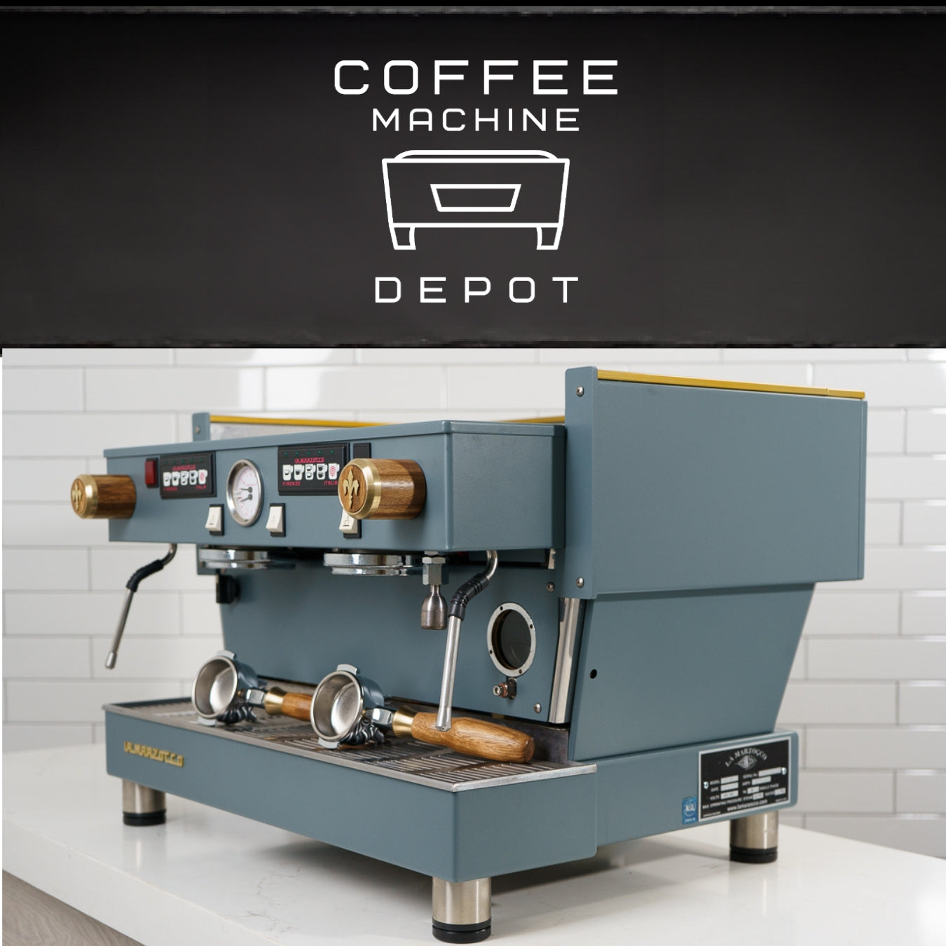 **SOLD **La Marzocco - Linea Classic AV 2 Group Commercial Espresso Machine- Custom Grey with Wood **SOLD**