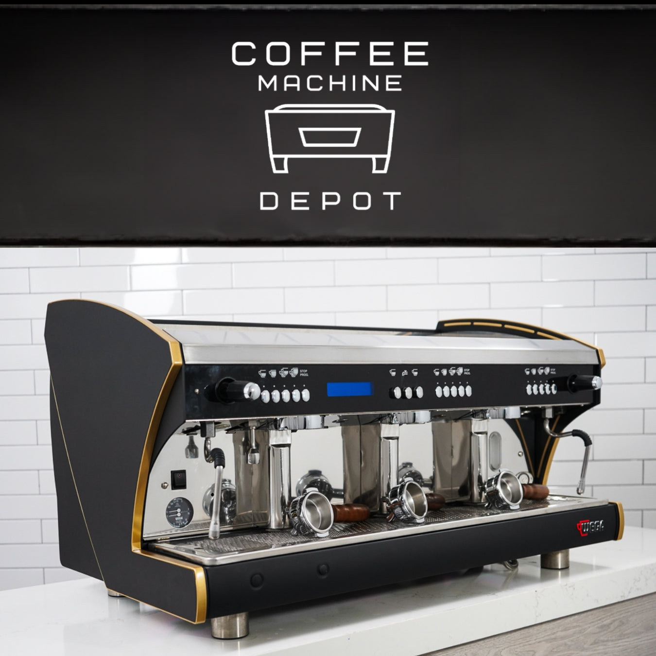 Wega - Polaris EVD Xtra - 3 Group Commercial Espresso Machine - Custom Black & Gold