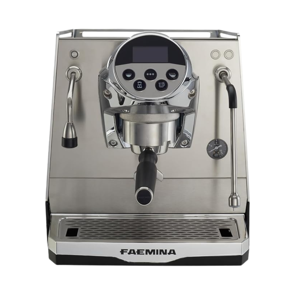 Faema Faemina A/1 GTI 5P – 1 Group Commercial Espresso Machine with Autosteam (Aluminum Lighting/Anodised Black)