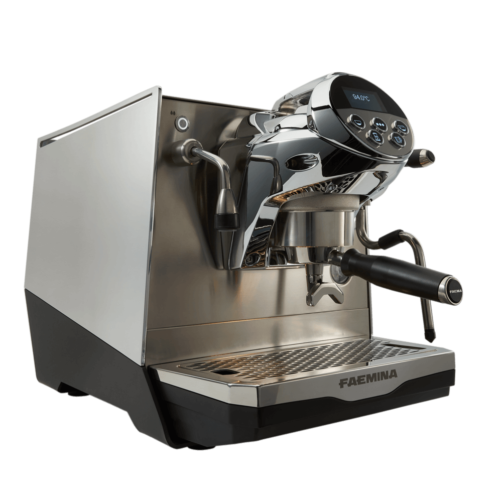 Faema Faemina A/1 GTI 5P – 1 Group Commercial Espresso Machine (Aluminum Lighting/Anodised Black)