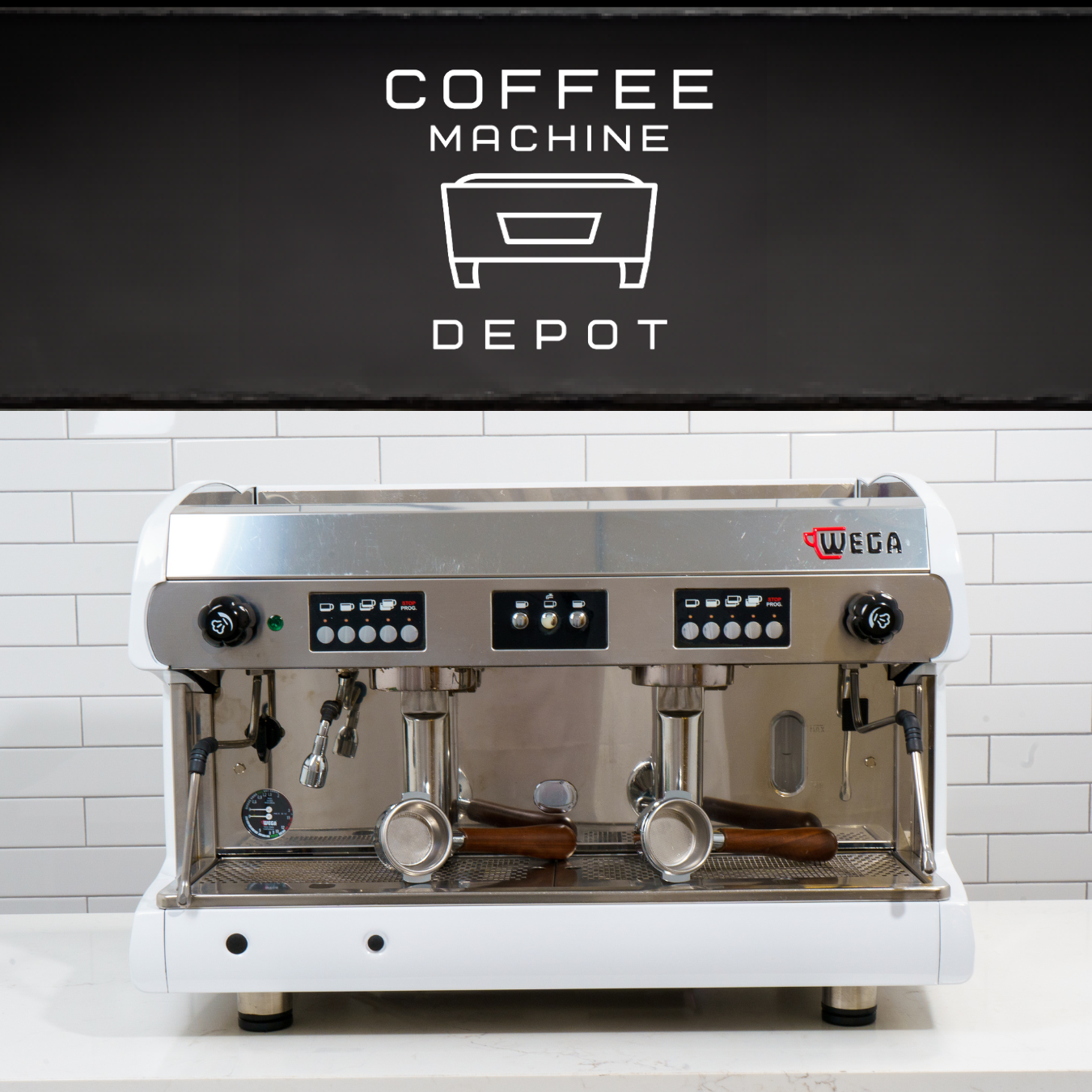 Wega Polaris 2 Group Commercial Espresso Machine (High Cup) Custom White with Wood