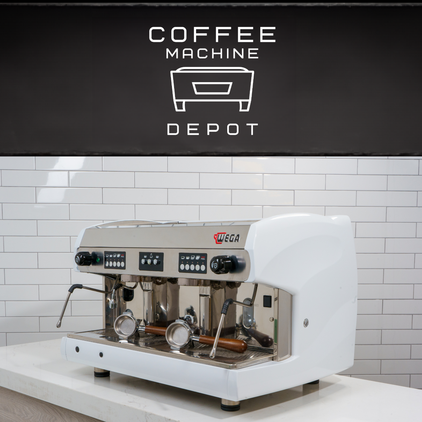Wega Polaris 2 Group Commercial Espresso Machine (High Cup) Custom White with Wood
