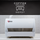 Wega Polaris 2 Group Commercial Espresso Machine (High Cup) Custom White with Wood