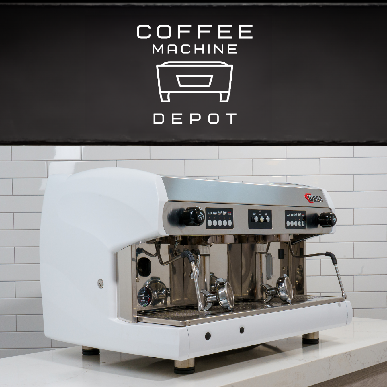 Wega Polaris 2 Group Commercial Espresso Machine (High Cup) Custom White with Wood