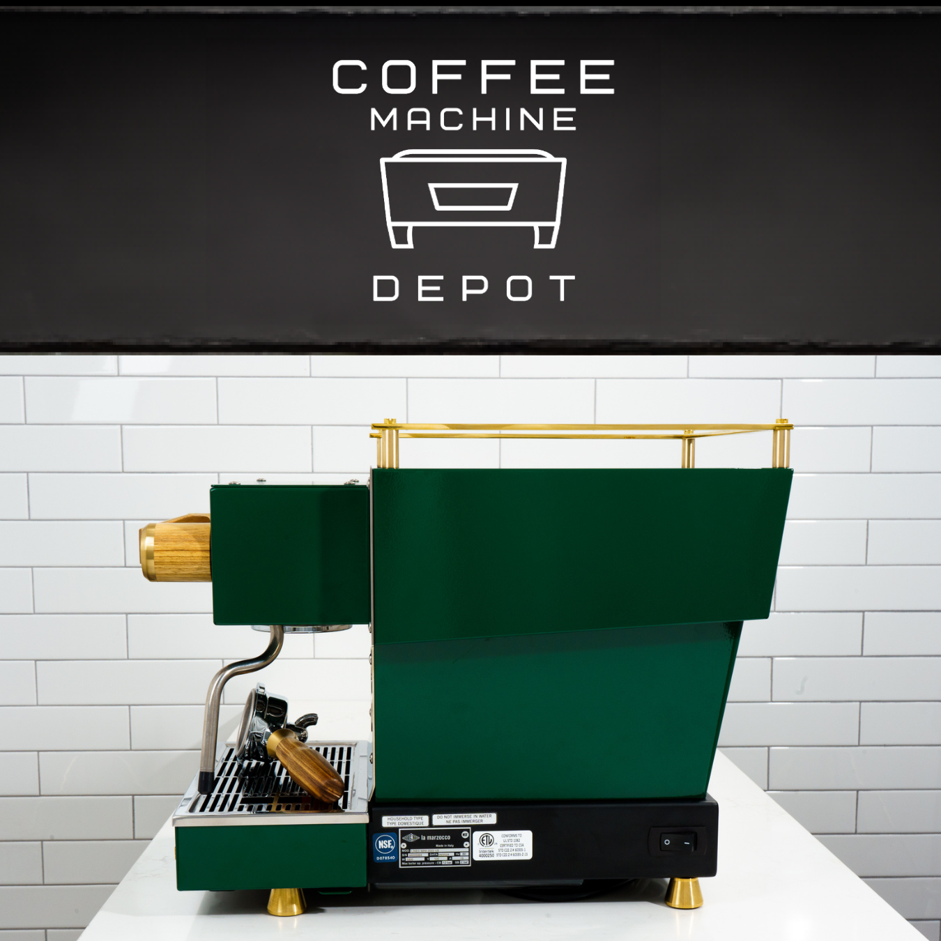 Custom La Marzocco Linea Mini R Home Espresso Machine- Full Hunter Green & Brass