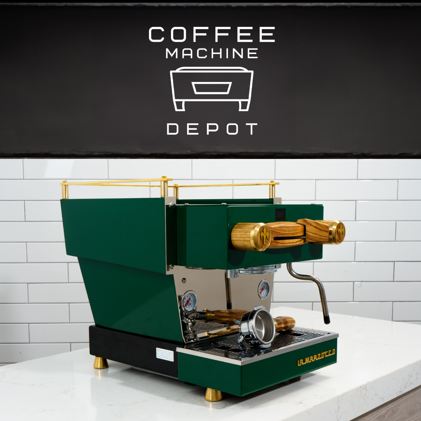 Custom La Marzocco Linea Mini R Home Espresso Machine- Full Hunter Green & Brass