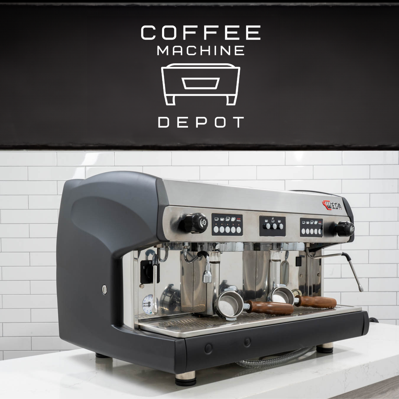 Wega Polaris 2 Group Commercial Espresso Machine Matte Black with Wood