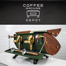 Kees Van Der Westen - Mirage Duette AV 2 Group Commercial Espresso Machine - Custom "Military Green" and Brushed Gold With Oak Wood