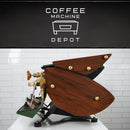 Kees Van Der Westen - Mirage Duette AV 2 Group Commercial Espresso Machine - Custom "Military Green" and Brushed Gold With Oak Wood