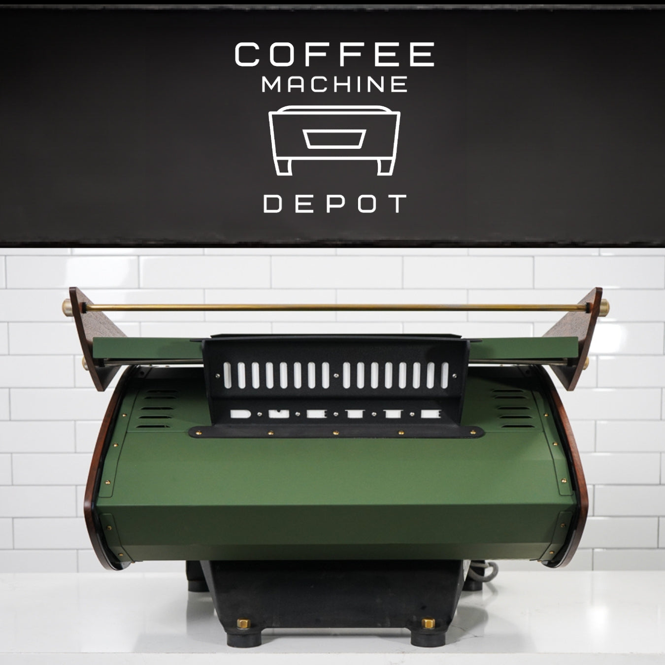 Kees Van Der Westen - Mirage Duette AV 2 Group Commercial Espresso Machine - Custom "Military Green" and Brushed Gold With Oak Wood