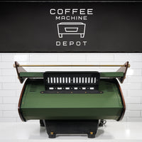 Kees Van Der Westen - Mirage Duette AV 2 Group Commercial Espresso Machine - Custom "Military Green" and Brushed Gold With Oak Wood