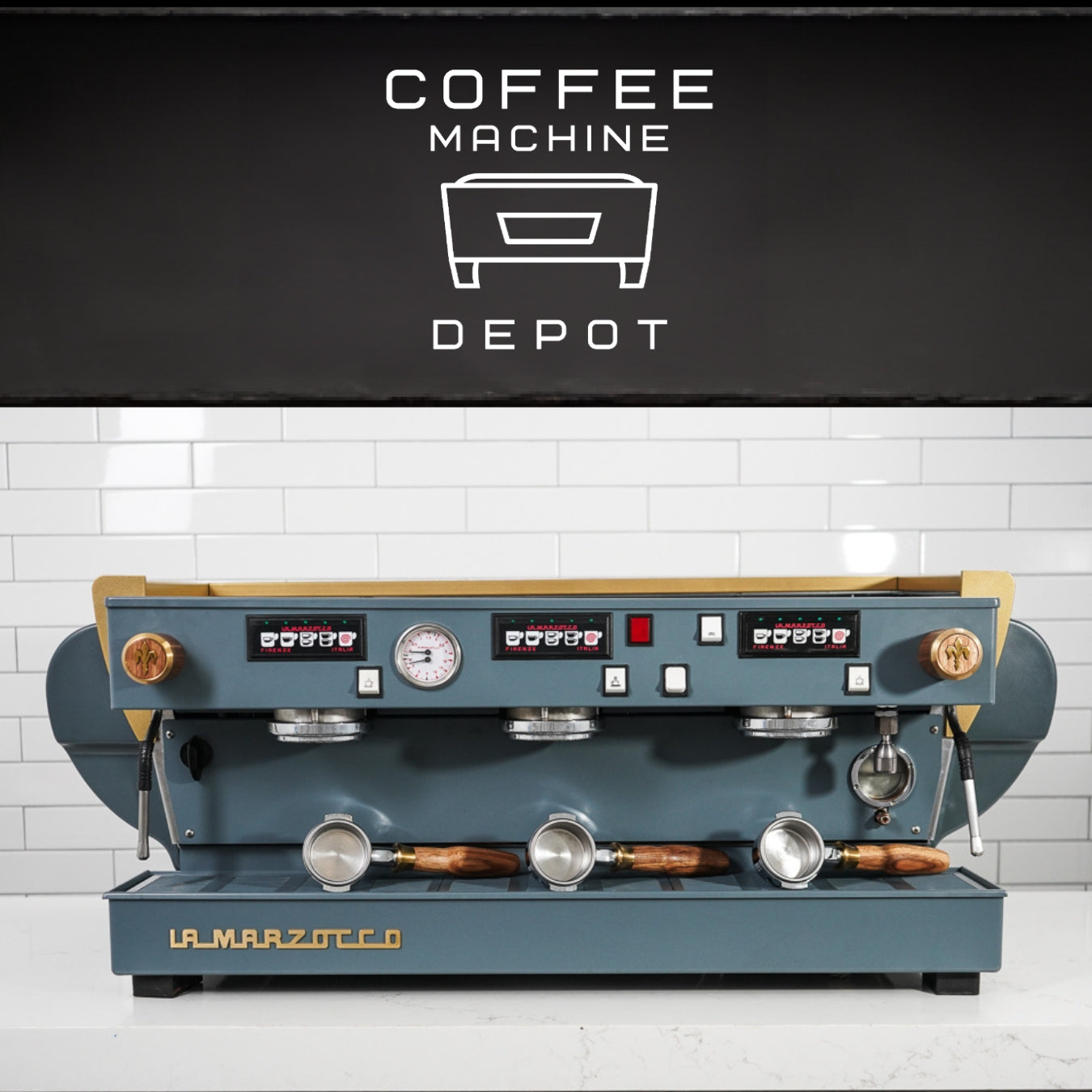 La Marzocco - FB70 3 Group Commercial Espresso Machine - Custom Grey with Wood & Brass *LEAD TIME:4-6 WEEKS*