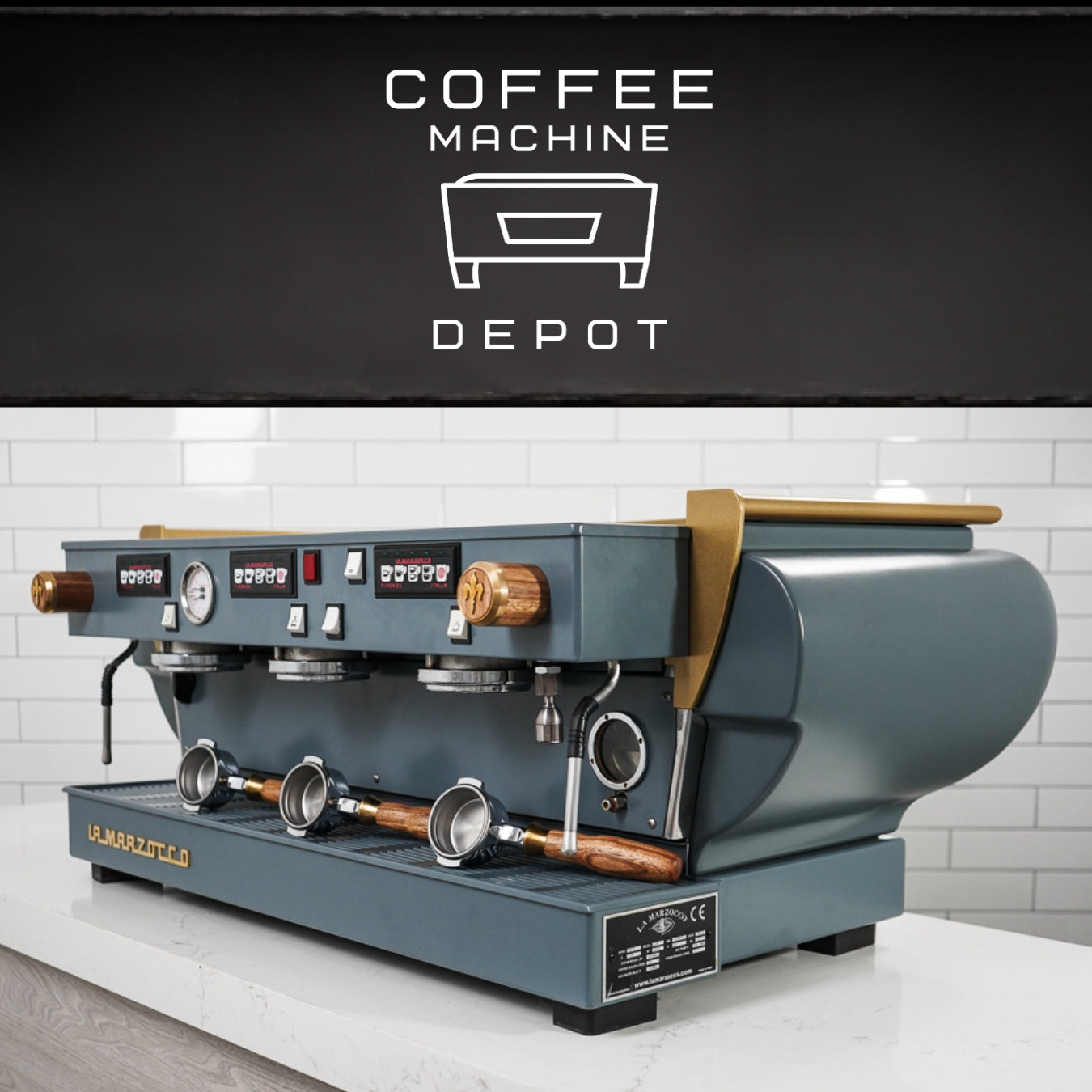 La Marzocco - FB70 3 Group Commercial Espresso Machine - Custom Grey with Wood & Brass *LEAD TIME:4-6 WEEKS*