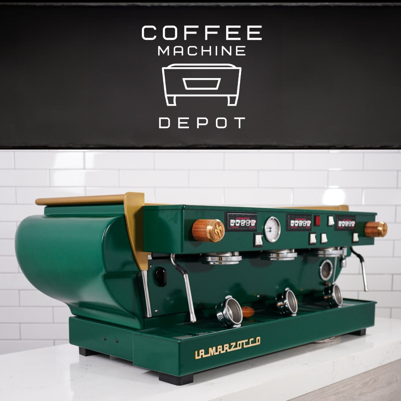 La Marzocco - FB70 3 Group Commercial Espresso Machine - Custom Hunter Green and Gold