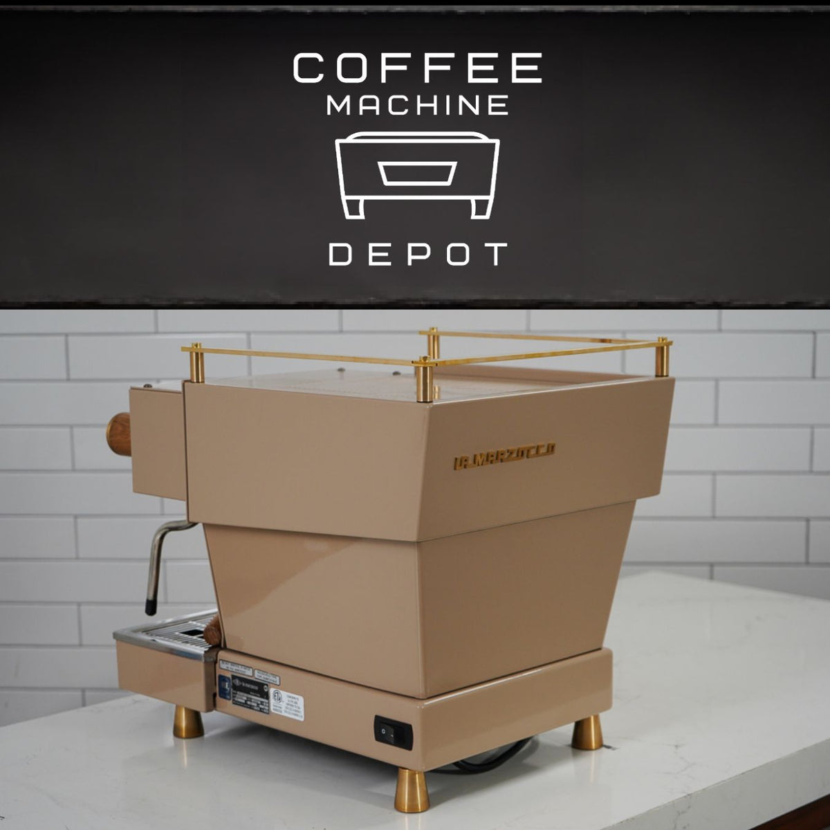 La Marzocco - Linea Mini R- Fully Custom Sand with Gold Accents & Light Oak Wood Kit Espresso Machine