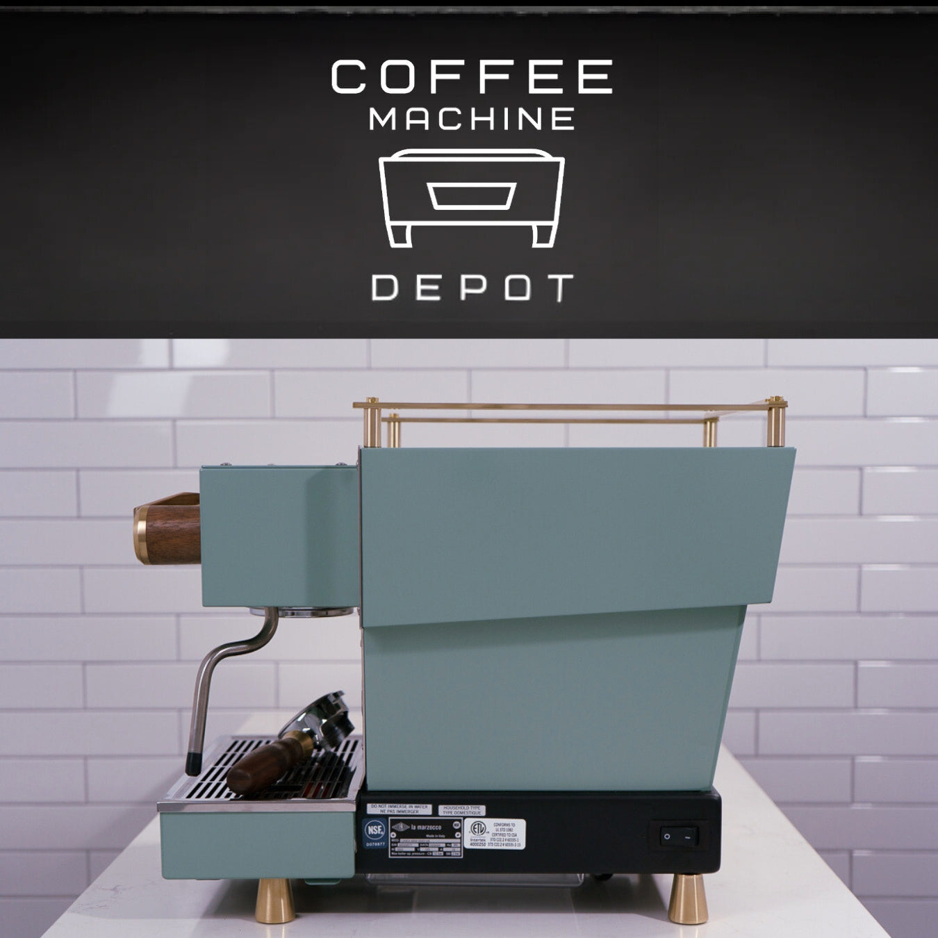La Marzocco Linea Mini R- Custom Vintage Green with Walnut and Brass Home Espresso Machine