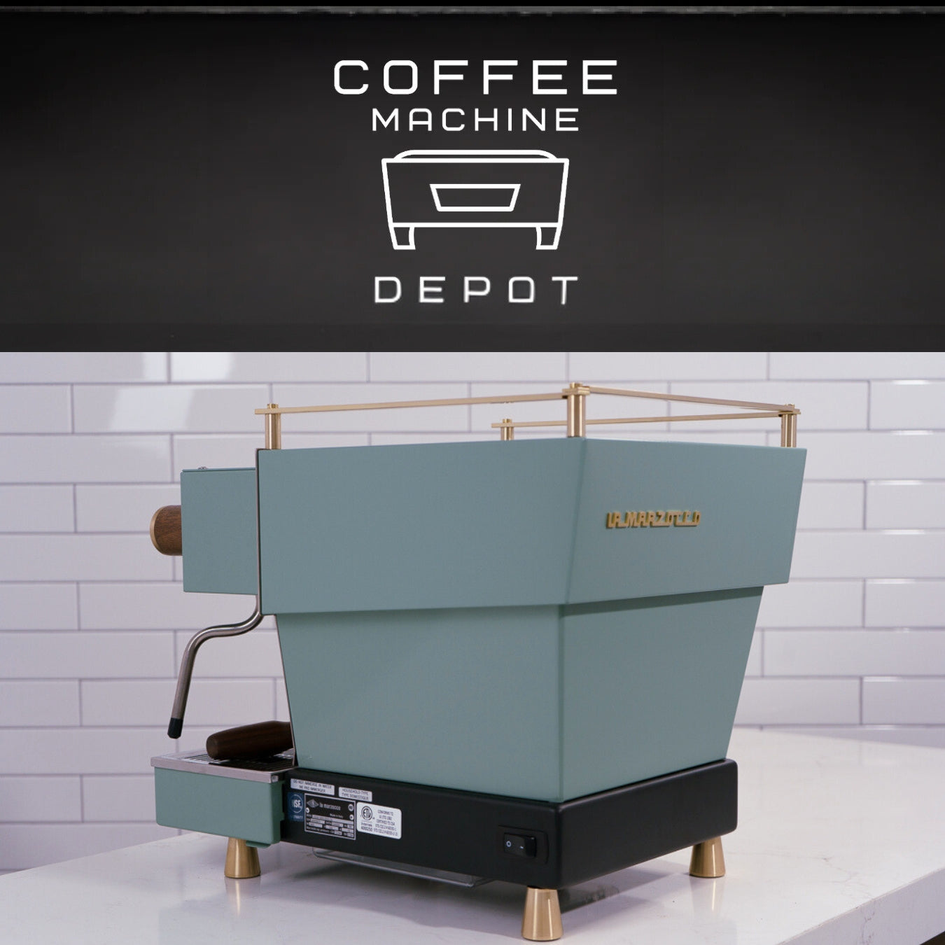 La Marzocco Linea Mini R- Custom Vintage Green with Walnut and Brass Home Espresso Machine