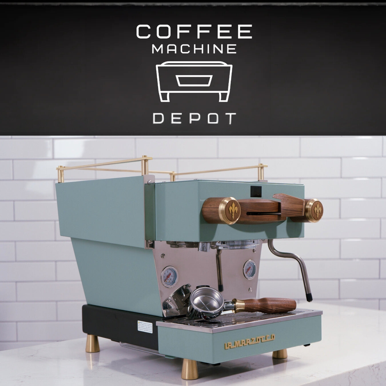 La Marzocco Linea Mini R- Custom Vintage Green with Walnut and Brass Home Espresso Machine