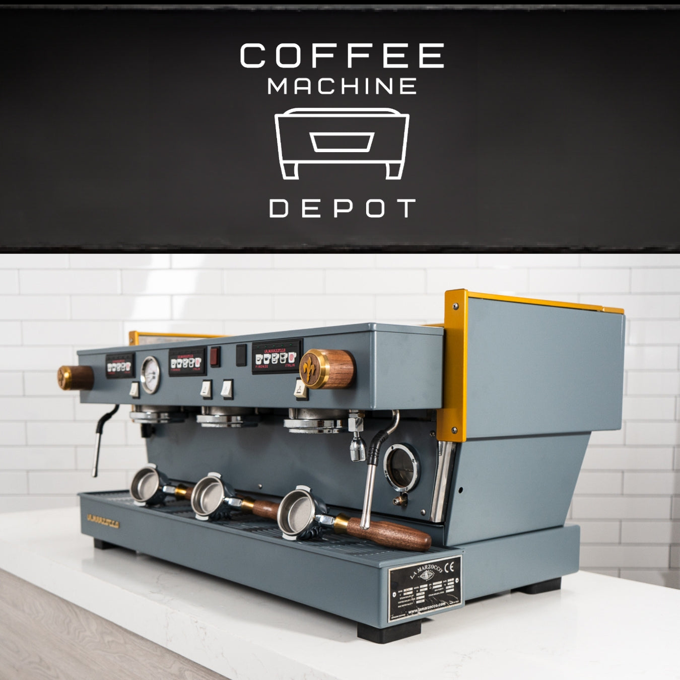 La Marzocco - Linea Classic AV - 3 Group Custom Grey & Gold with Wood Commercial Espresso Machine