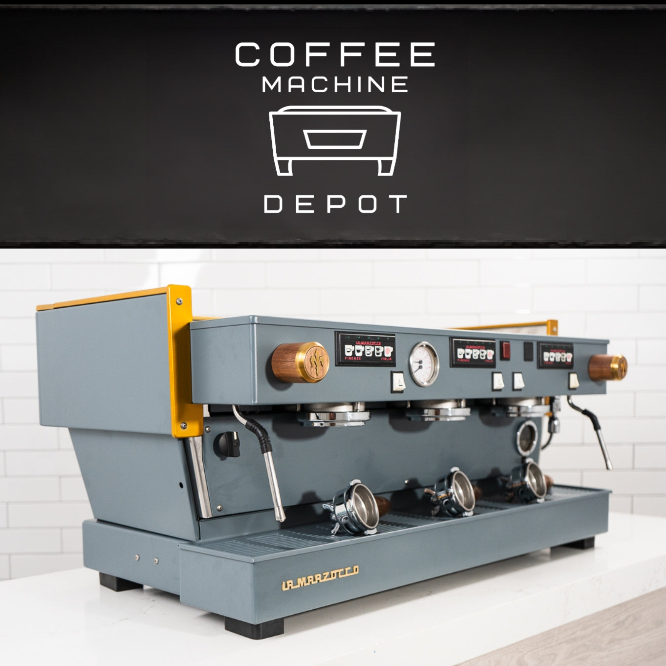 La Marzocco - Linea Classic AV - 3 Group Custom Grey & Gold with Wood Commercial Espresso Machine