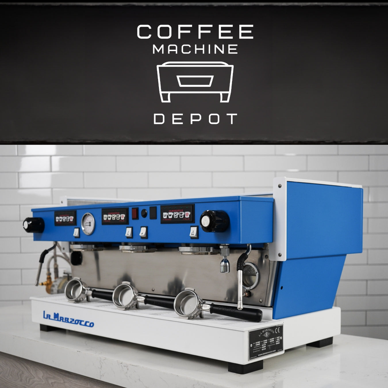 La Marzocco - Linea Classic AV 3 Group Commercial Espresso Machine - Custom White and Blue