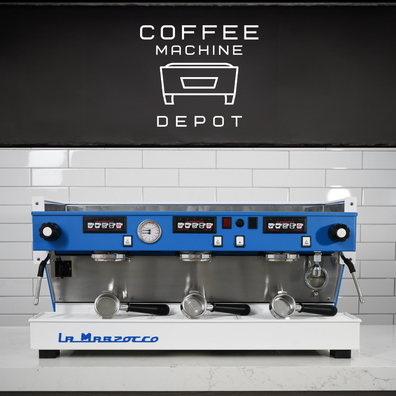La Marzocco - Linea Classic AV 3 Group Commercial Espresso Machine - Custom White and Blue