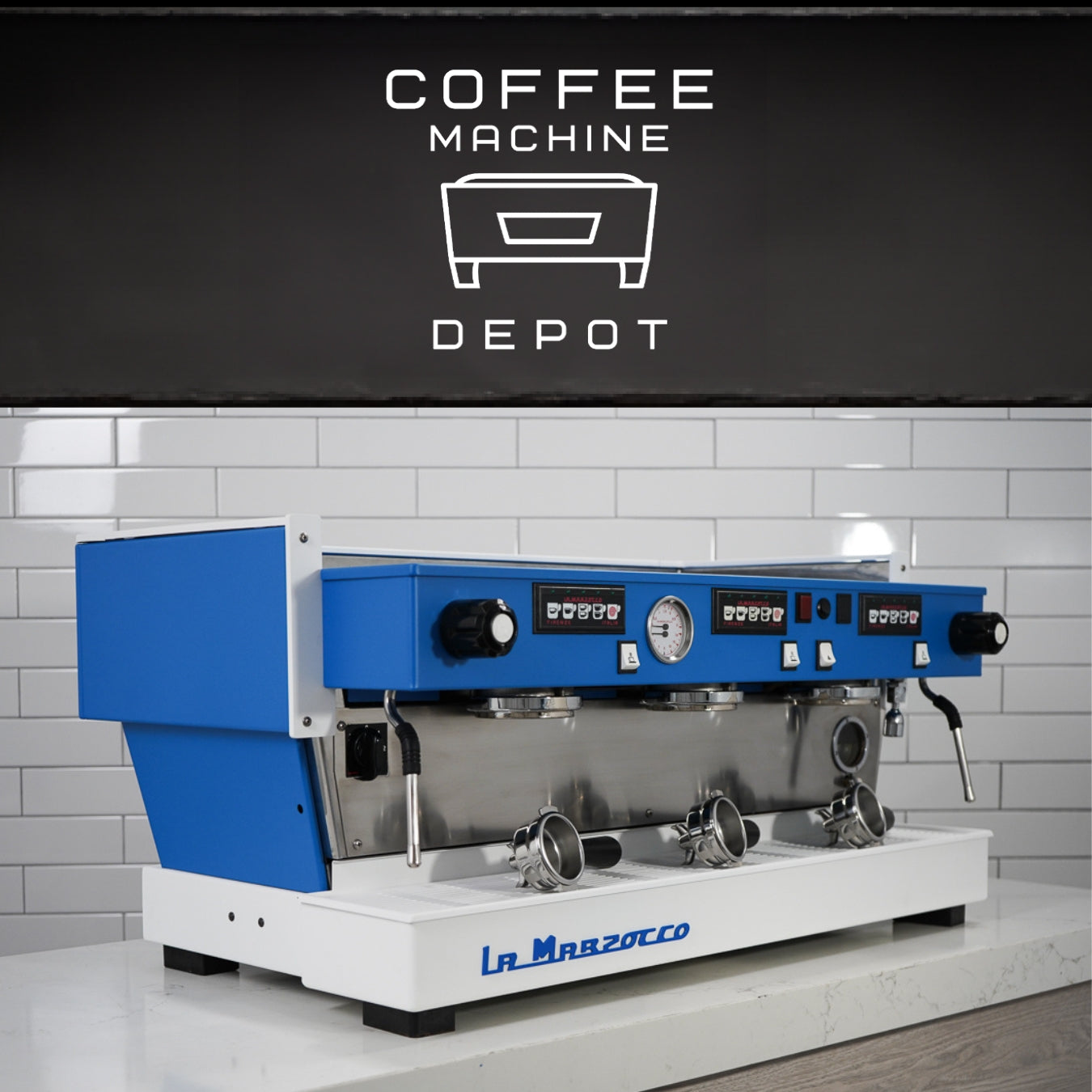 La Marzocco - Linea Classic AV 3 Group Commercial Espresso Machine - Custom White and Blue