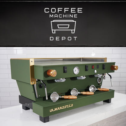 La Marzocco - Linea Classic EE 3 Group Commercial Espresso Machine - Fully Custom "Military" Green & Wood