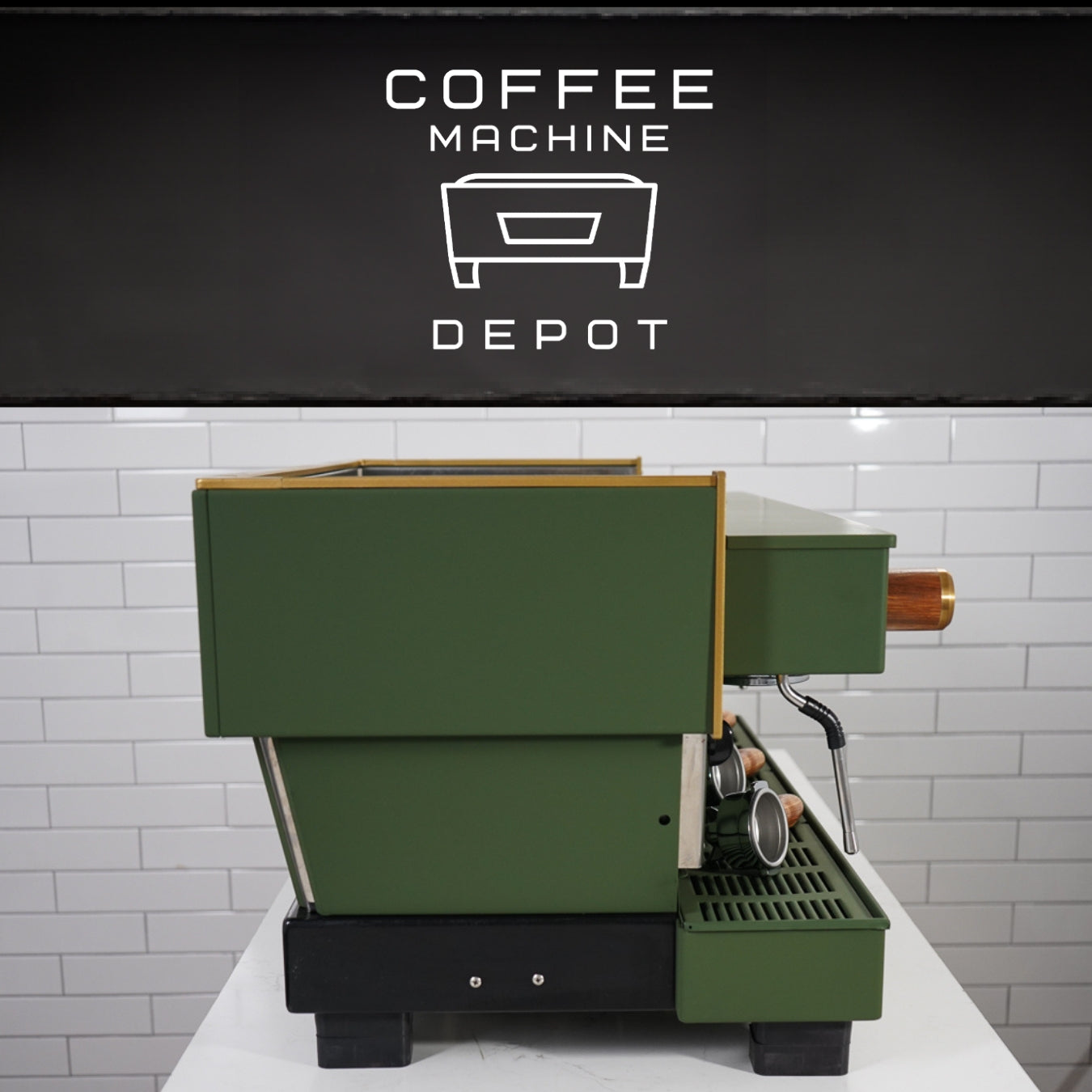 La Marzocco - Linea Classic EE 3 Group Commercial Espresso Machine - Fully Custom "Military" Green & Wood
